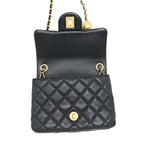 CHANEL PEARL CRUSH MINI SQUARE LAMBSKIN BLACK BRUSHED GHW