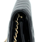 CHANEL QUILTED WALLET ON CHAIN WITH CAMELLIA CHAIN LAMBSKIN BLACK LGHW