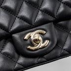 CHANEL CLASSIC MINI SQUARE FLAP BAG LAMBSKIN BLACK LGHW