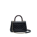 CHANEL SMALL COCO HANDLE 24CM CAVIAR BLACK LGHW EMBOSSED HANDLE (MICROCHIP)