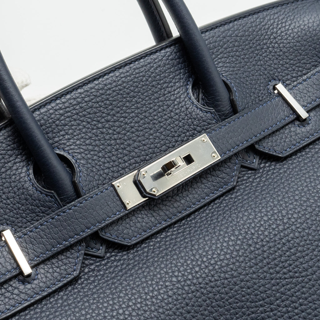 Hermes Birkin 30 Clemence Blue Nuit/ Rose Pourpre SHW