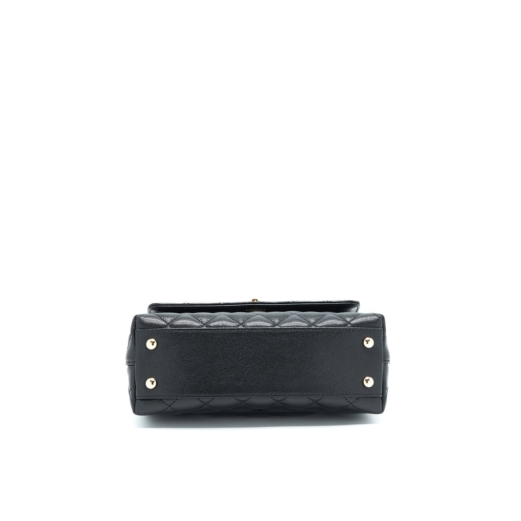 CHANEL SMALL COCO HANDLE 24CM CAVIAR BLACK LGHW EMBOSSED HANDLE (MICROCHIP)