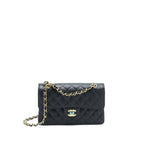 CHANEL SMALL CLASSIC DOUBLE FLAP CAVIAR BLACK GHW (MICROCHIP)