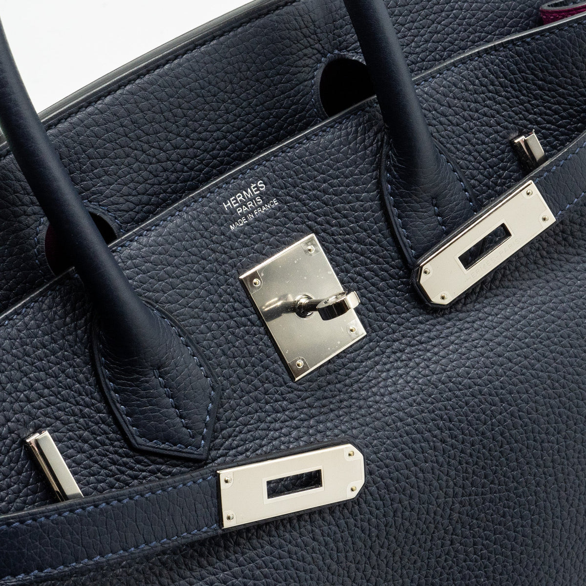 Hermes Birkin 30 Clemence Blue Nuit/ Rose Pourpre SHW