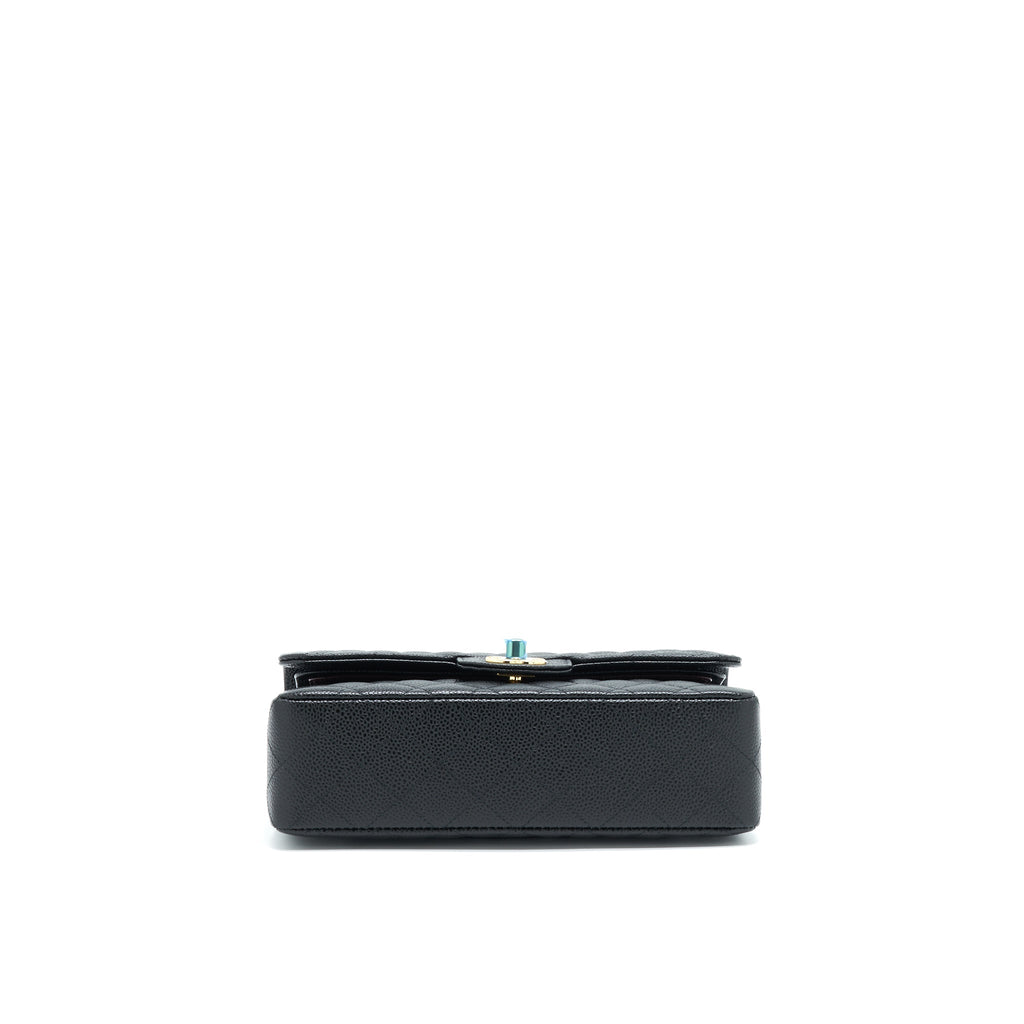 CHANEL SMALL CLASSIC DOUBLE FLAP CAVIAR BLACK GHW (MICROCHIP)