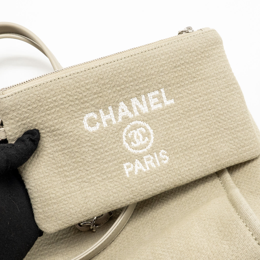 Chanel Large Deauville Tote Bag Canvas/Leather Grey SHW (Microchip)