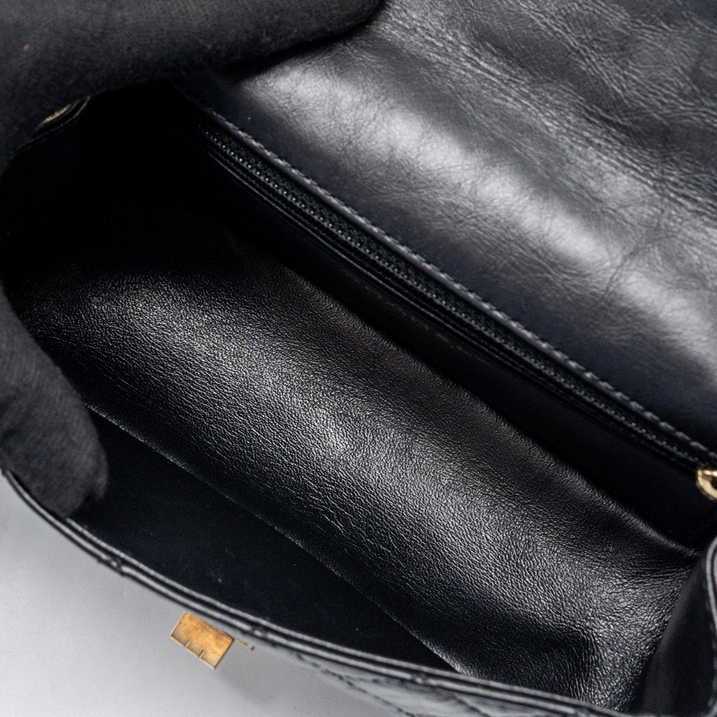 CHANEL MINI 2.55 REISSUE FLAP BAG AGED CALFSKIN BLACK GHW