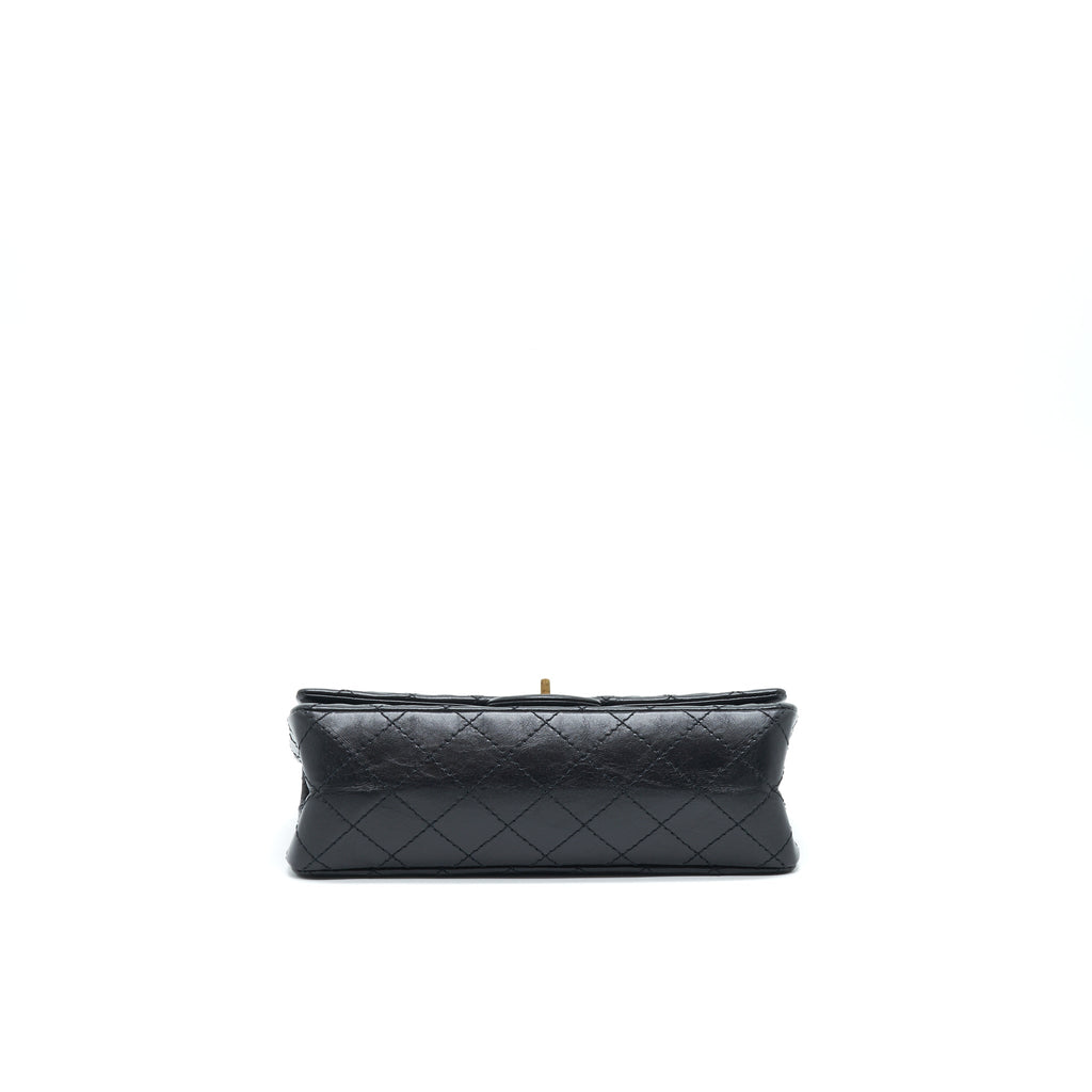 CHANEL SMALL REISSUE 2.55 FLAP BAG BLACK BRUSHED GHW