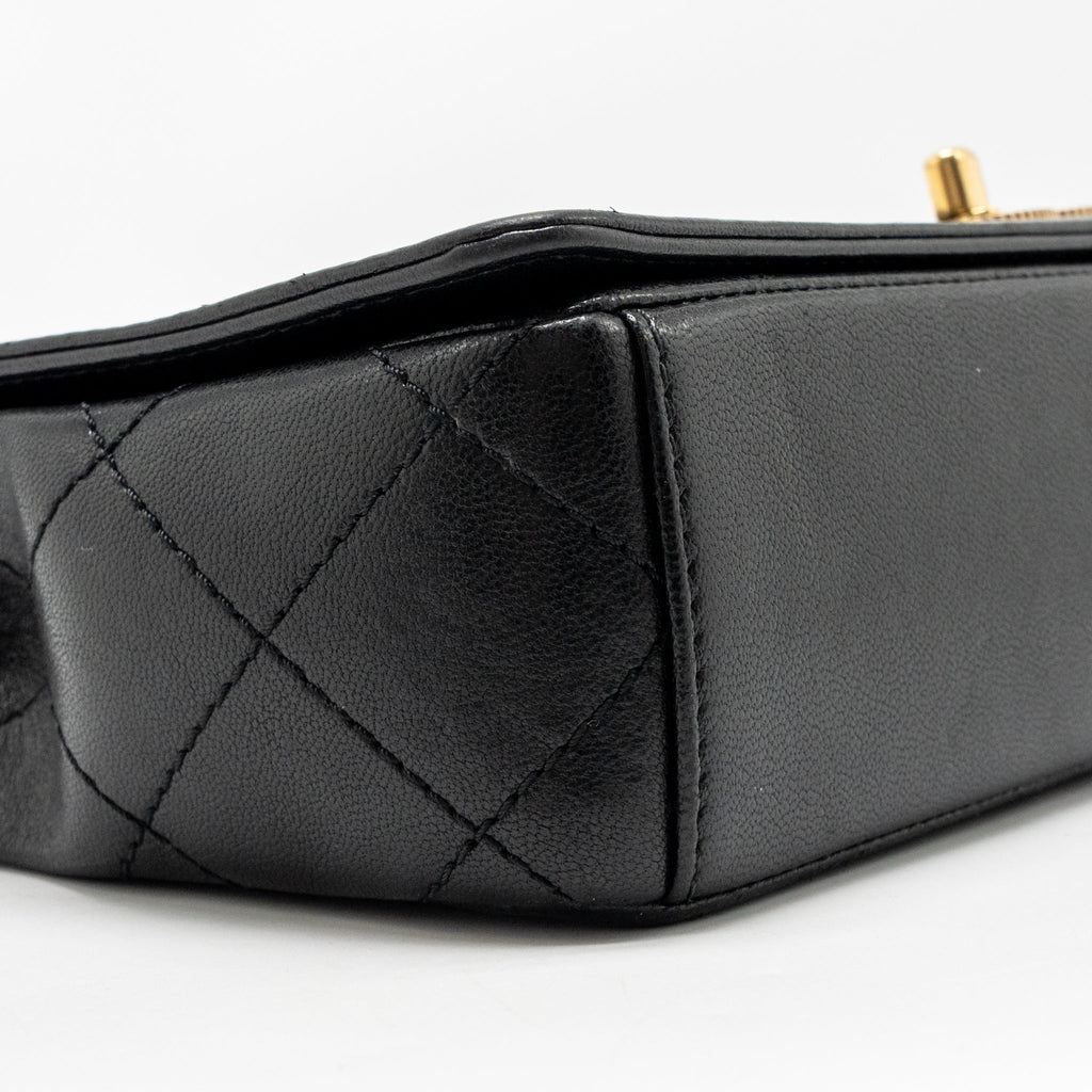 Chanel Mademoiselle Enamel Flap Bag Shiny Sheepskin Black GHW