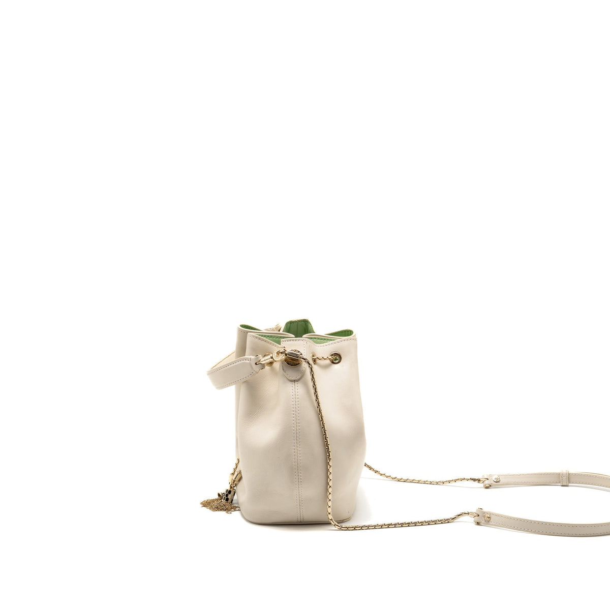 Bvlgari Serpenti Forever Bucket Bag Calfskin White/Green LGHW