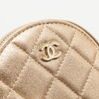 CHANEL ROUND CLIP ON PURSE DUO BAG CHARM QUILTED LAMBSKIN METALLIC GOLD LGHW(MICROCHIP)