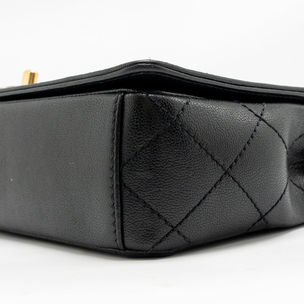 Chanel Mademoiselle Enamel Flap Bag Shiny Sheepskin Black GHW
