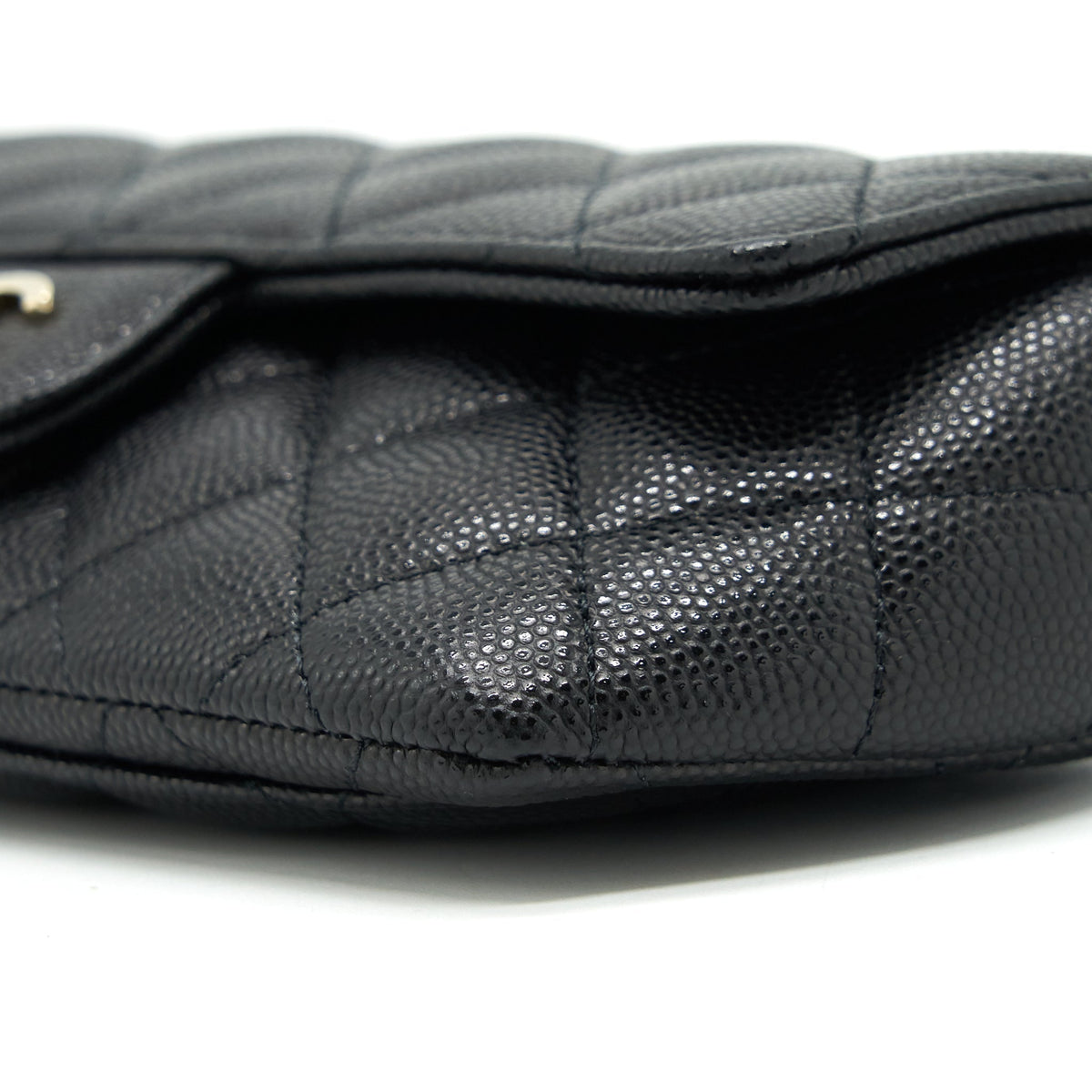 CHANEL GLASSES CASE WITH CHAIN CAVIAR BLACK LGHW