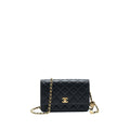 CHANEL PEARL CRUSH WALLET ON CHAIN LAMBSKIN BLACK GHW