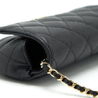 CHANEL GLASSES CASE WITH CHAIN CAVIAR BLACK LGHW