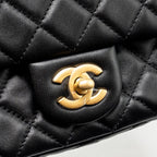 CHANEL PEARL CRUSH MINI RECTANGULAR FLAP BAG LAMBSKIN BLACK GHW (MICROCHIP)