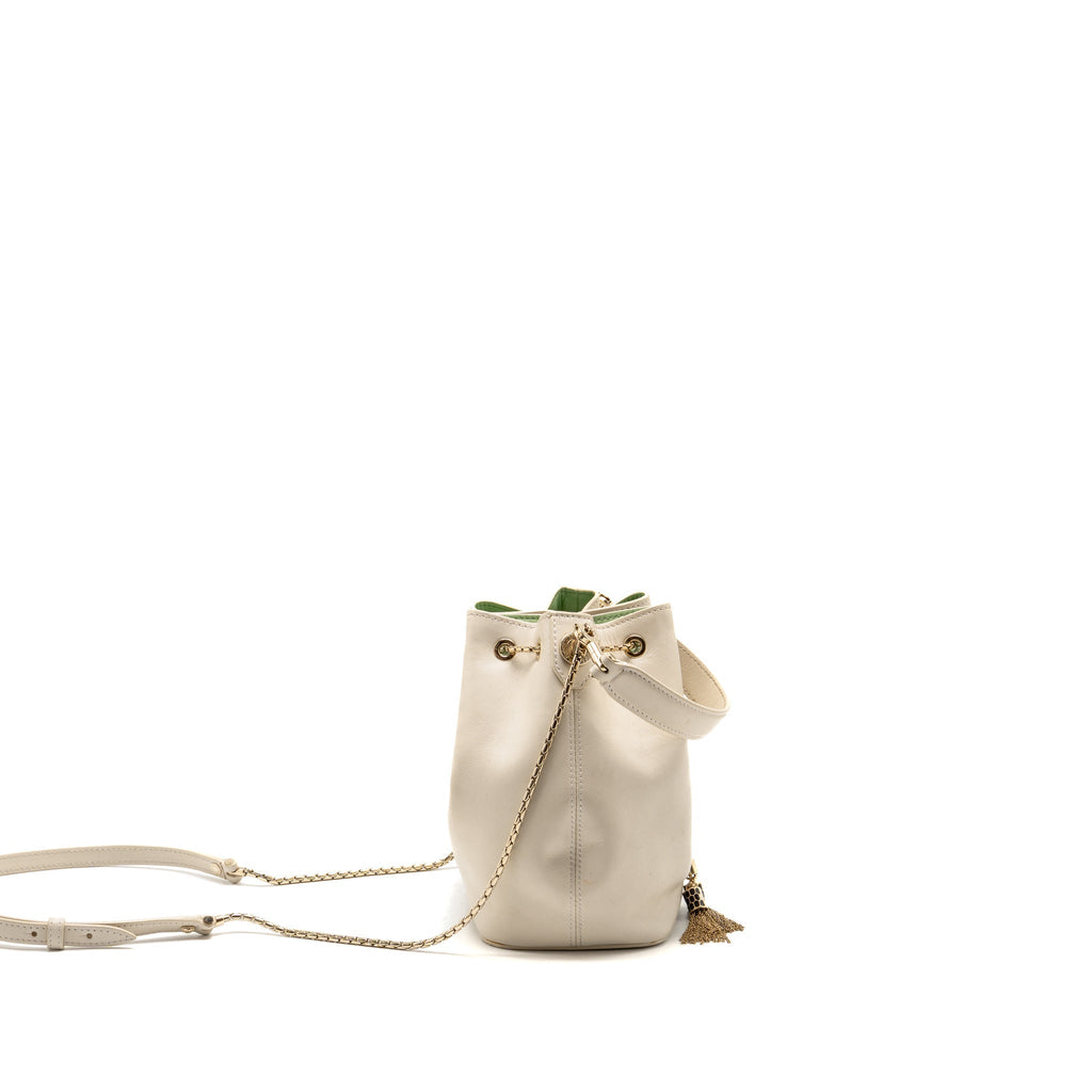 Bvlgari Serpenti Forever Bucket Bag Calfskin White/Green LGHW
