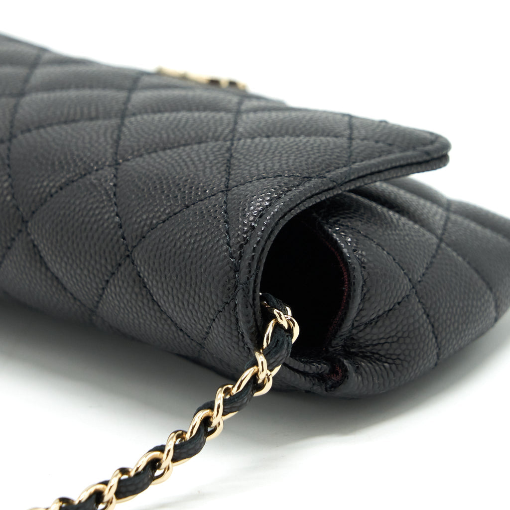 CHANEL GLASSES CASE WITH CHAIN CAVIAR BLACK LGHW