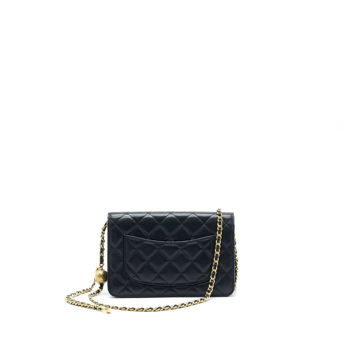 CHANEL 22C PEARL CRUSH WALLET ON CHAIN BLACK GHW (MICROCHIP)