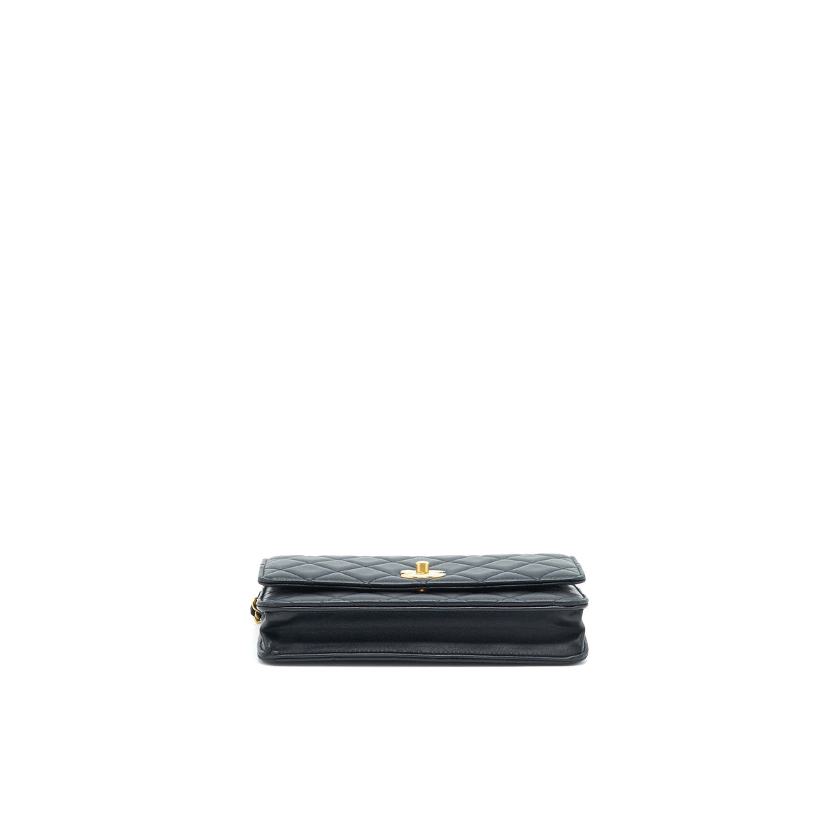 CHANEL PEARL CRUSH WALLET ON CHAIN LAMBSKIN BLACK GHW