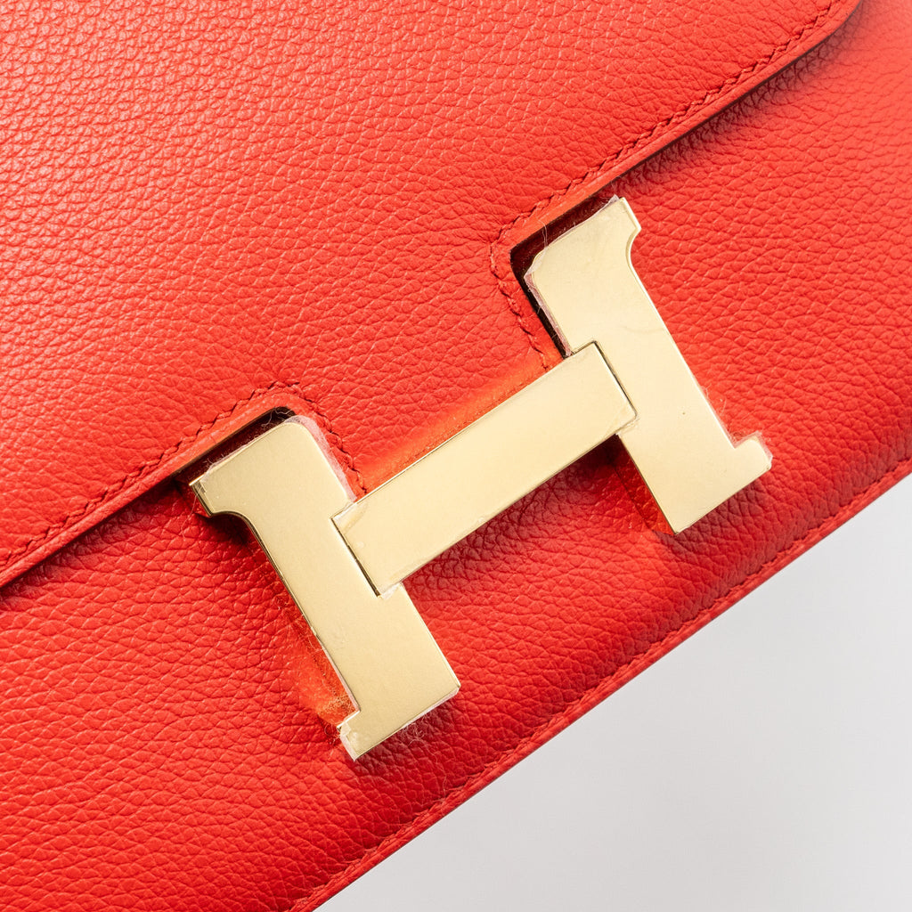 Hermes Mini Constance Evercolor Rouge De Coeur GHW