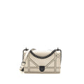 Dior Medium Diorama Flap Bag Calfskin Studded White with Black Hardware