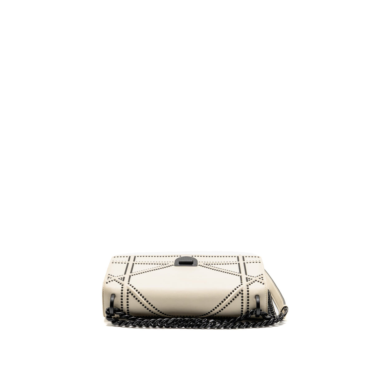Dior Medium Diorama Flap Bag Calfskin Studded White with Black Hardware
