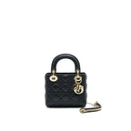DIOR MINI LADY DIOR TOTE BAG LAMBSKIN BLACK LGHW