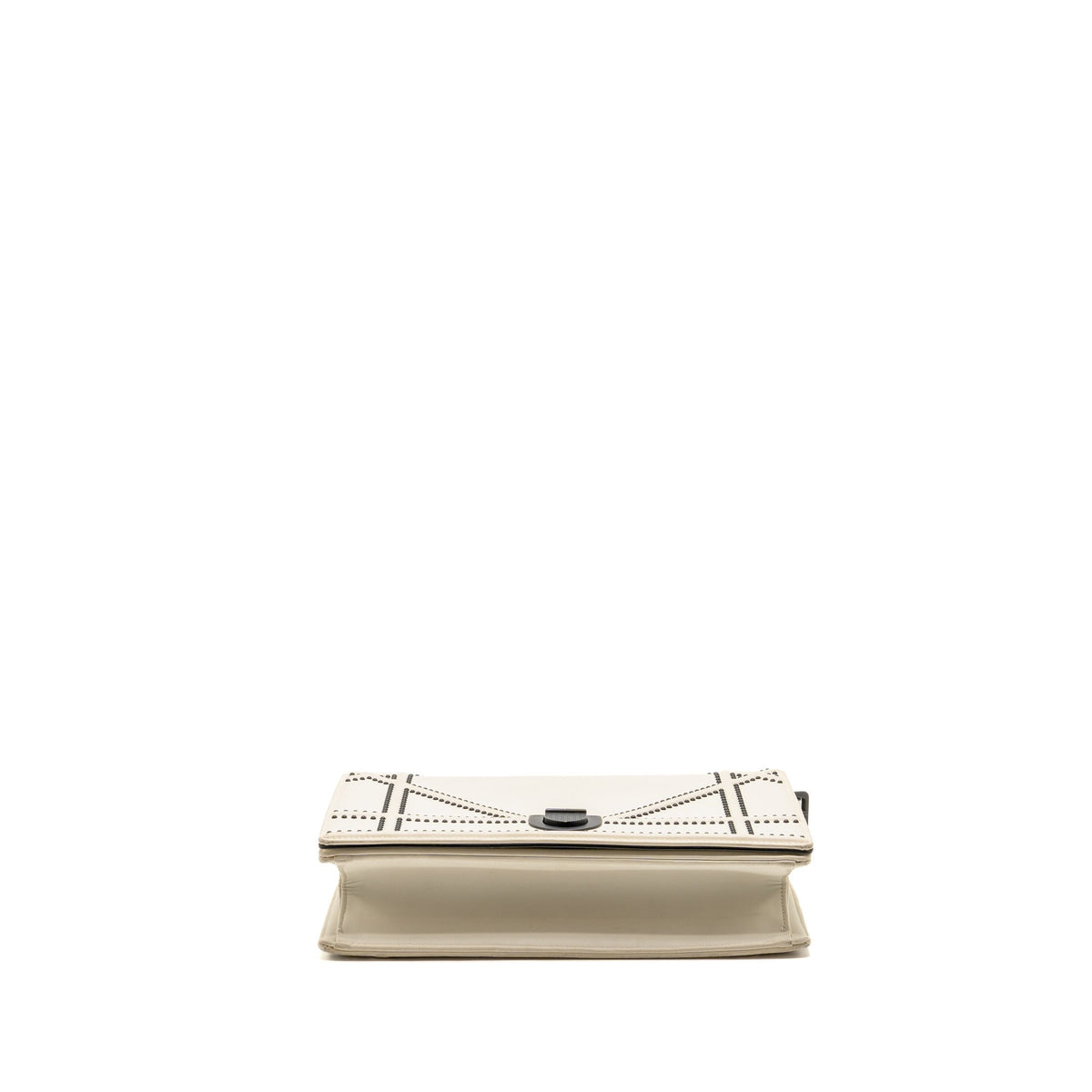 Dior Medium Diorama Flap Bag Calfskin Studded White with Black Hardware