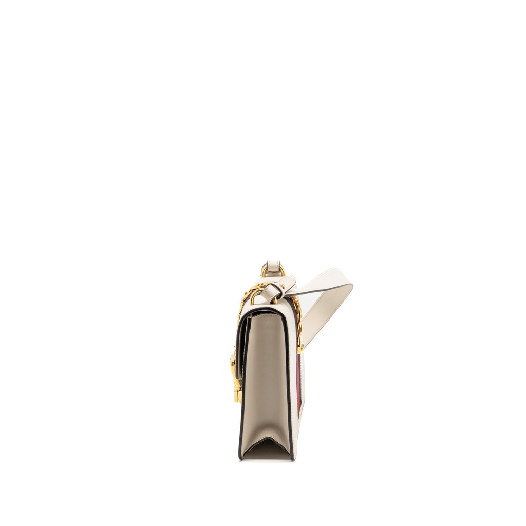 Gucci Medium Sylvie Shoulder Bag Calfskin White GHW