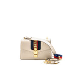 Gucci Medium Sylvie Shoulder Bag Calfskin White GHW