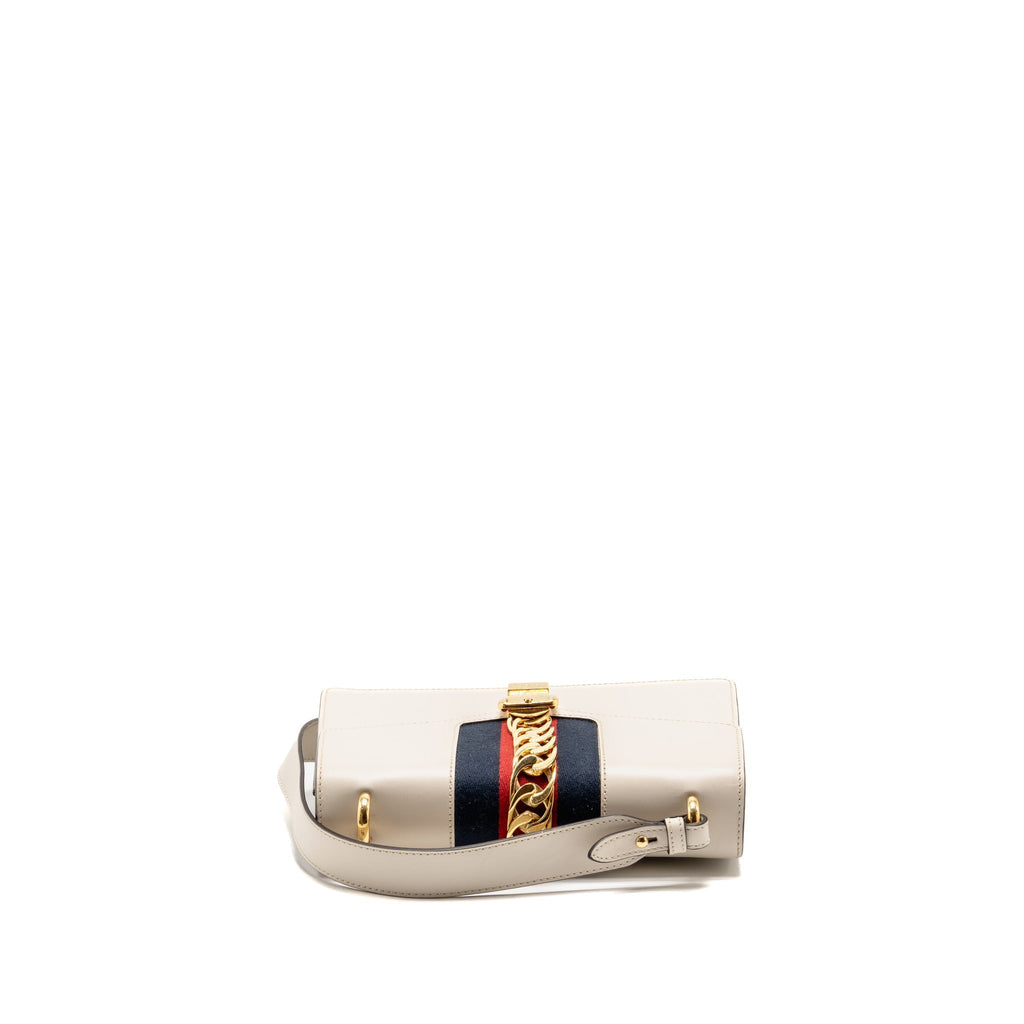 Gucci Medium Sylvie Shoulder Bag Calfskin White GHW