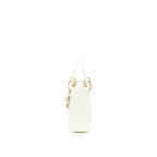 DIOR LIZARD MINI LADY DIOR BAG WHITE LGHW