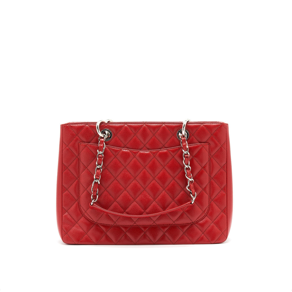 CHANEL GRAND SHOPPING TOTE CAVIAR RED WITH SHW