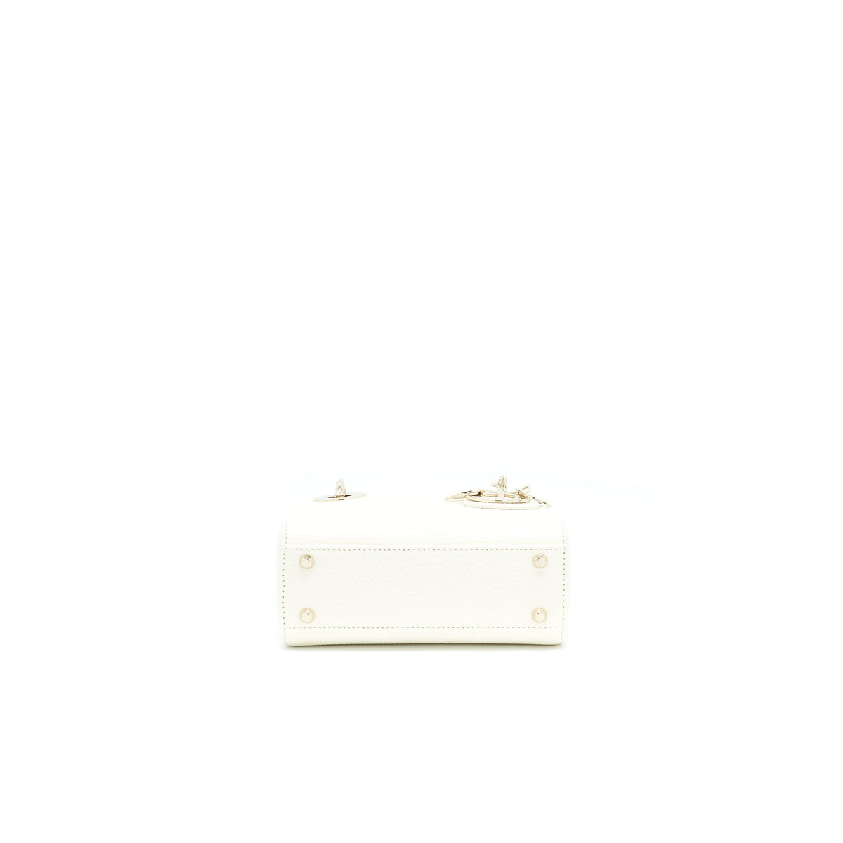 DIOR LIZARD MINI LADY DIOR BAG WHITE LGHW