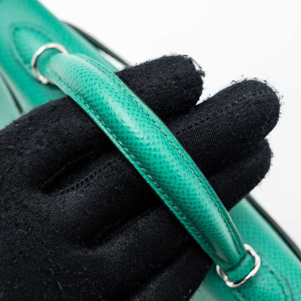 Hermes Mini Kelly Epsom Wooly Strap Vert Jade/ Blue Paradis-Saphir SHW