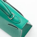 Hermes Mini Kelly Epsom Wooly Strap Vert Jade/ Blue Paradis-Saphir SHW