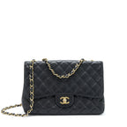 CHANEL JUMBO SINGLE FLAP BAG CAVIAR BLACK GHW