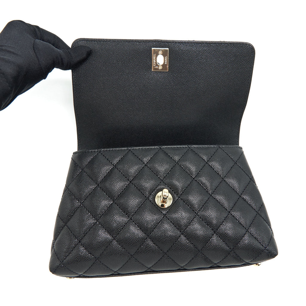 CHANEL SMALL COCO HANDLE CAVIAR BLACK LGHW (MICROCHIP)