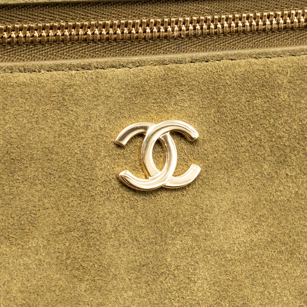 Chanel Vanity with Chain Suede Calfskin Dark Khaki GHW (Microchip)