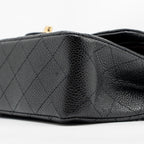 CHANEL SMALL CLASSIC DOUBLE FLAP BAG CAVIAR BLACK GHW (MICROCHIP)