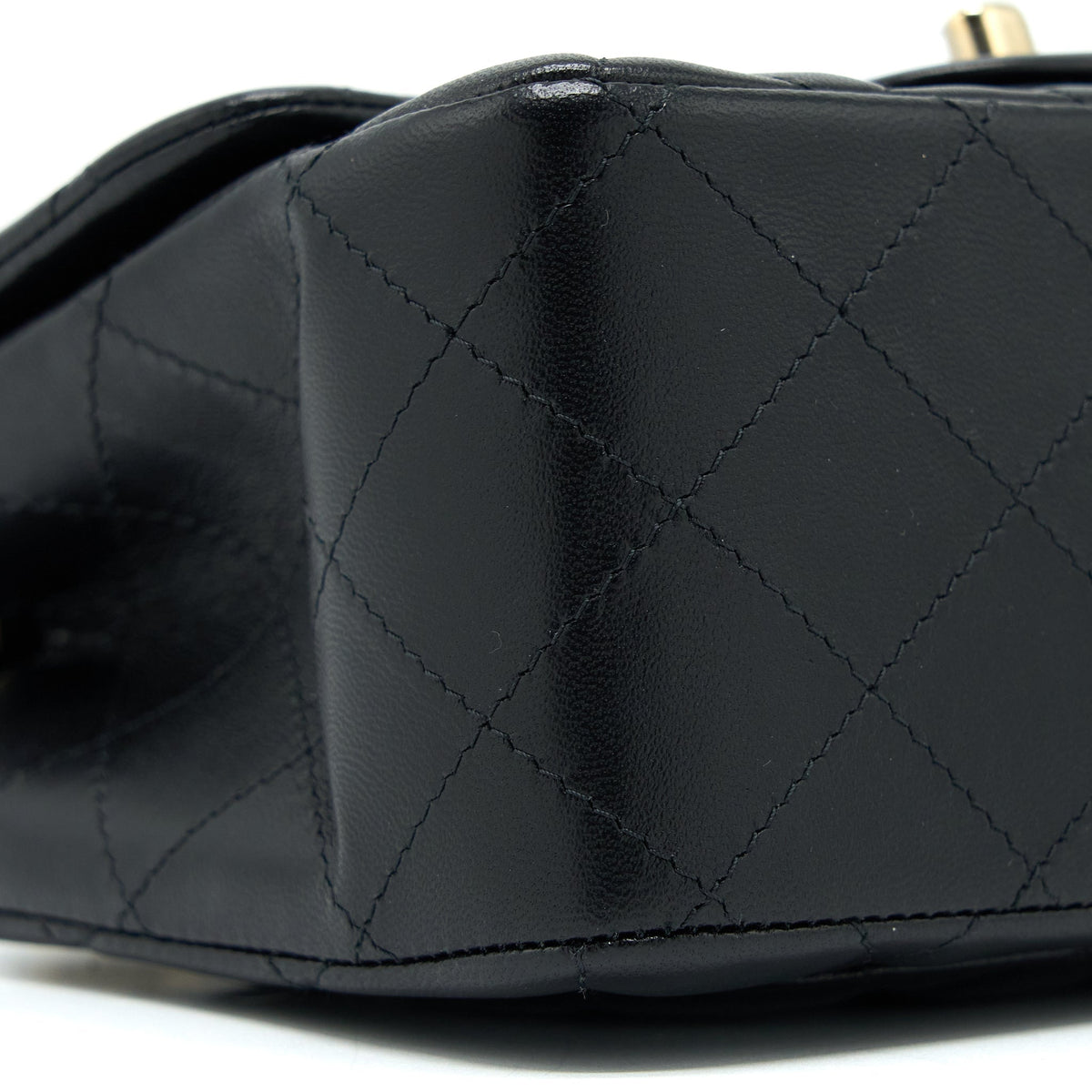 CHANEL CLASSIC MINI SQUARE FLAP BAG LAMBSKIN BLACK LGHW (MICROCHIP)