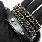 CHANEL SMALL GABRIELLE HOBO BAG CHEVRON AGED CALFSKIN BLACK MULTICOLOUR HARDWARE
