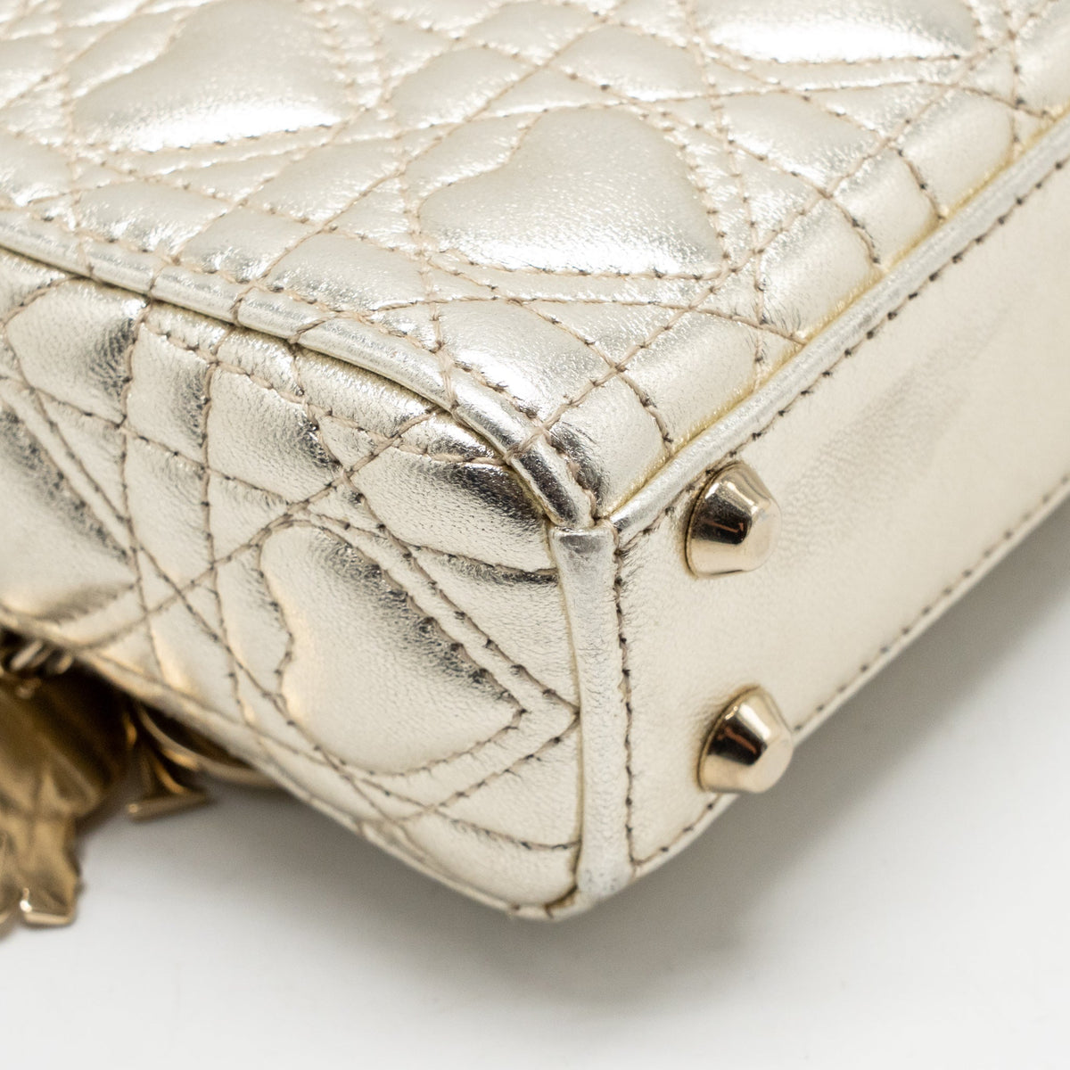 Dior Micro Lady Dior Limited Edition Heart Motif Cannage Lambskin Metallic Gold LGHW