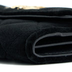 CHANEL SMALL FLAP WALLET VELVET BLACK LGHW