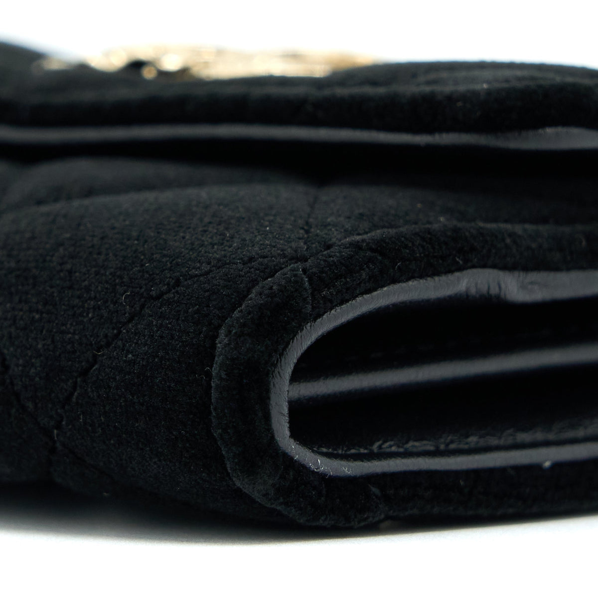 CHANEL SMALL FLAP WALLET VELVET BLACK LGHW