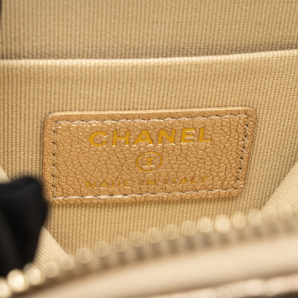 Chanel Coin Purse and AirPods Case Charm Metallic Lambskin Gold LGHW (Microchip)
