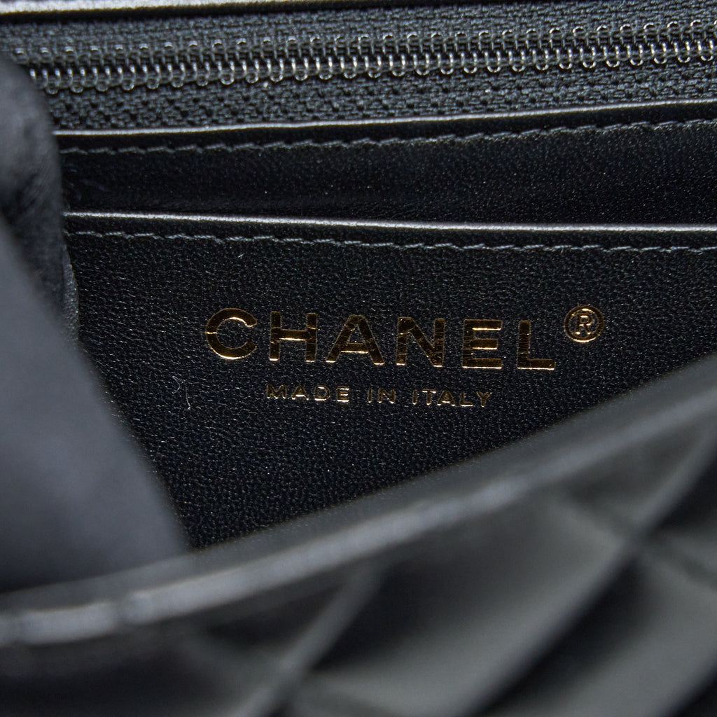 CHANEL CLASSIC MINI SQUARE FLAP BAG LAMBSKIN BLACK LGHW (MICROCHIP)