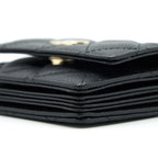 CHANEL 21K CAVIAR MINI FLAP CARDHOLDER WITH CHAIN BLACK LGHW