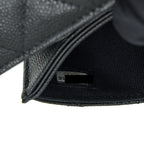 CHANEL 21K CAVIAR MINI FLAP CARDHOLDER WITH CHAIN BLACK LGHW